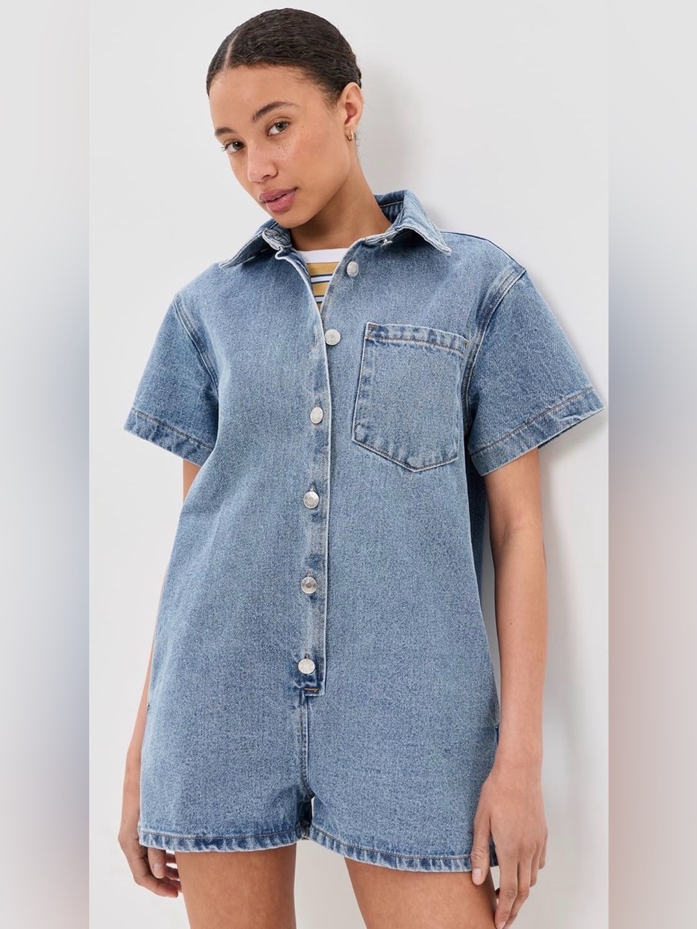 Parke Short Sleeve Denim Romper
